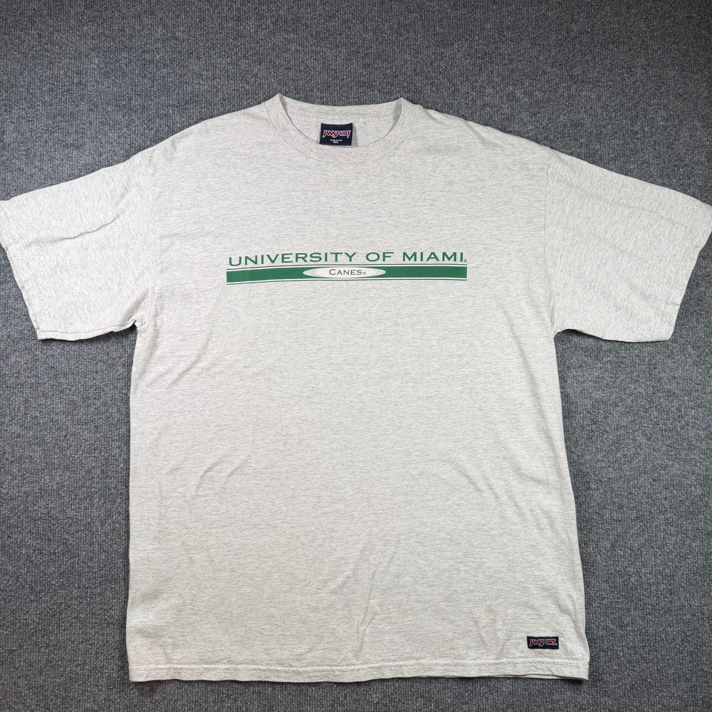 University of Miami Canes Vintage Made in USA Jansport T-Shirt Mens XL Gray